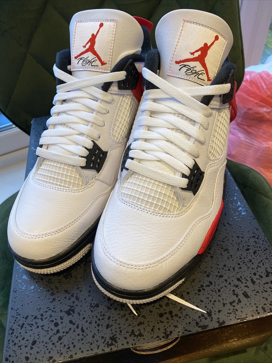 Size UK 9 Air Jordan 4 Retro Red Cement New With Box eBay