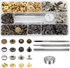 80 Sets Leather Snap Fasteners Kit 15mm Metal Snap Buttons Press Stud with Tool