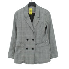 B.young Women's Blazer Uk 8 Grey Checkered Polyester With Viscose Overcoat