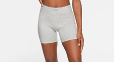  36 SKIMS STRETCH COTTON WOMENS RIB BOXERS HEATHER GRAY SZ M