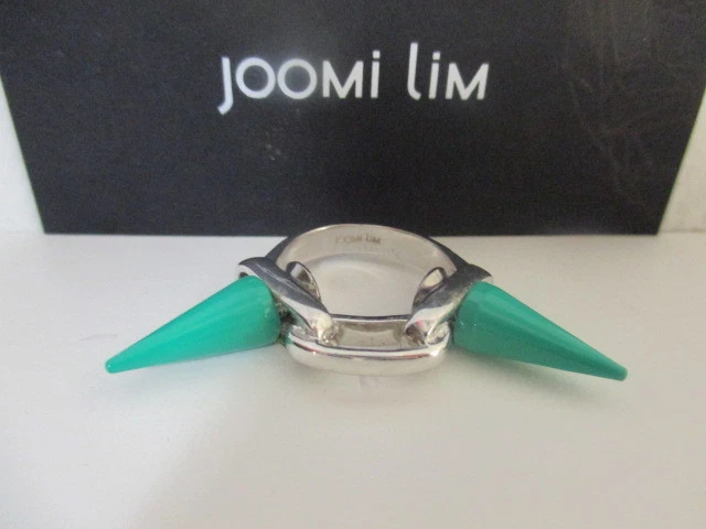 Anillo JOOMI LIM Plata L Doble Eslabón Punta Talla 5 NUEVO SIN ETIQUETAS $181 VERDE Foto 2 de 4