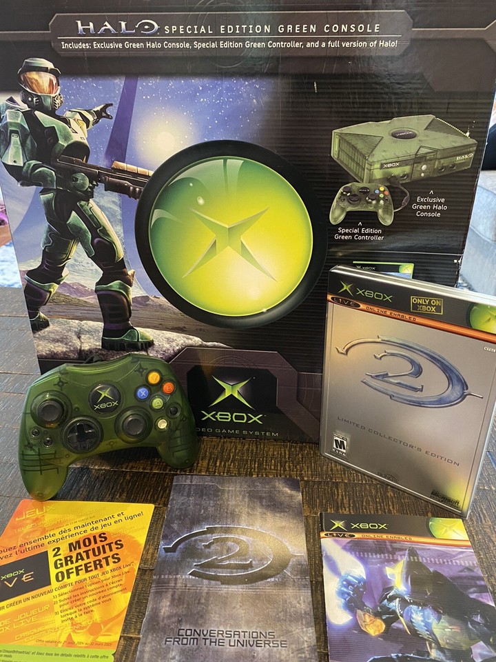 Microsoft Xbox Original Halo Special Edition Green Console In Box