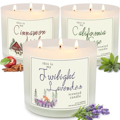Candles for Home Scented, 3 Pack 3 Wick Large Jar Soy Candle-image