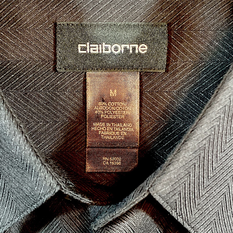 Рубашка Claiborne Dress мужская размер M LS Herringbone черная для карьерного офиса - Изображение 3 из 4