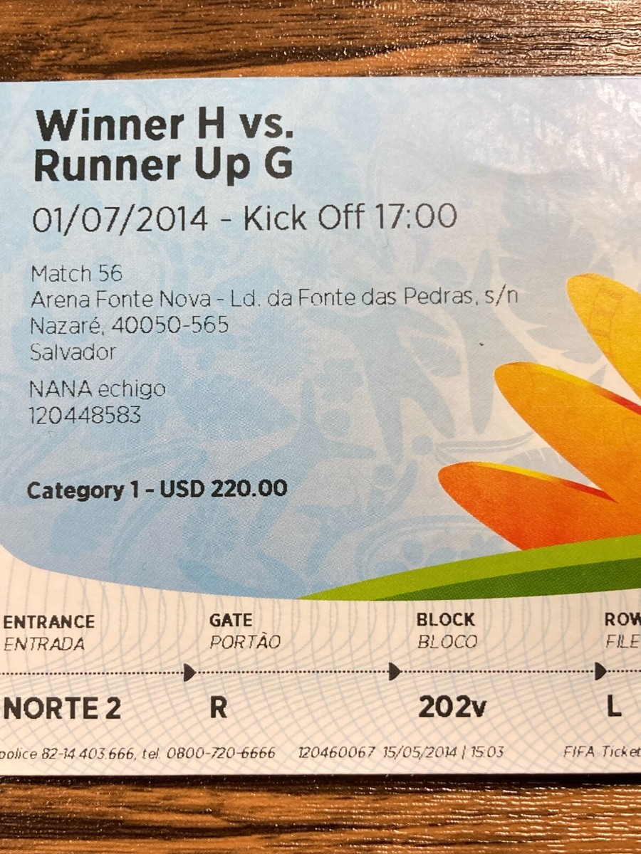 FIFA World Cup 2014 Brazil Ticket - #56 Belgium USA Unused | eBay