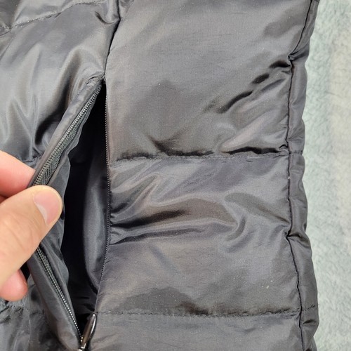 Talbots Puffer Vest Nylon/Polyester Removable Hood Faux Fur Black Women's Large - Picture 6 of 15
