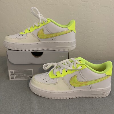 Nike Air Force LV8 (GS) in White/Multi-Color-Volt US (Youth) New  In Box