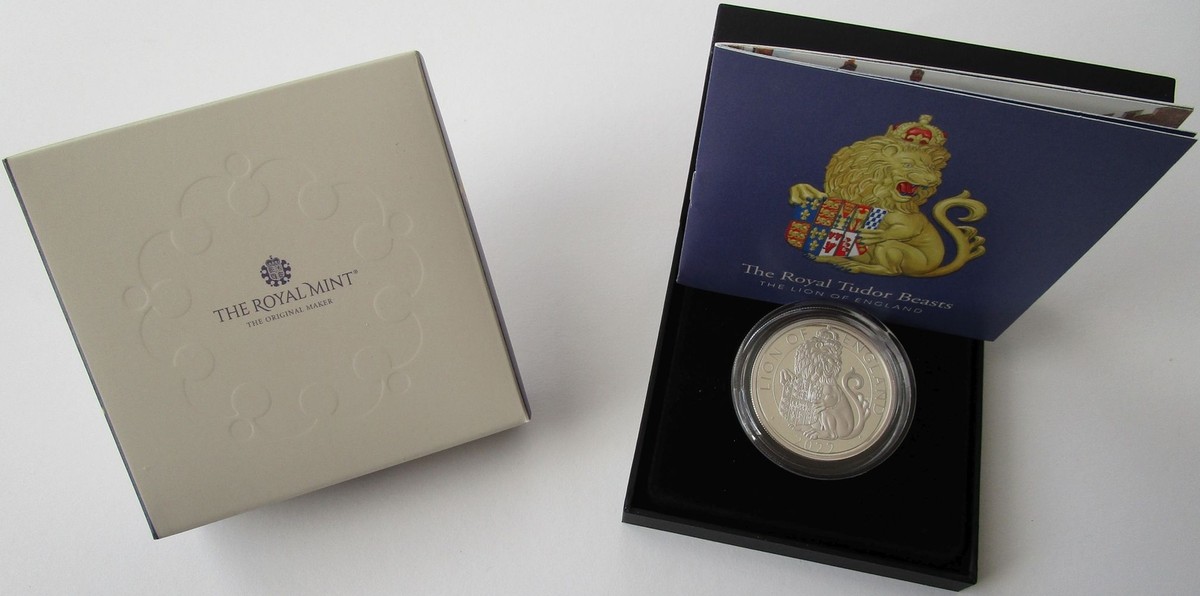 UK 5 Pounds 2022 Royal Tudor Beasts Lion of England 2 Oz