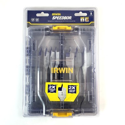 IRWIN Speedbor Wood Spade Drill Bit Set 8-Pieces  3/8'' - 1 1/2'' IWAX128PC