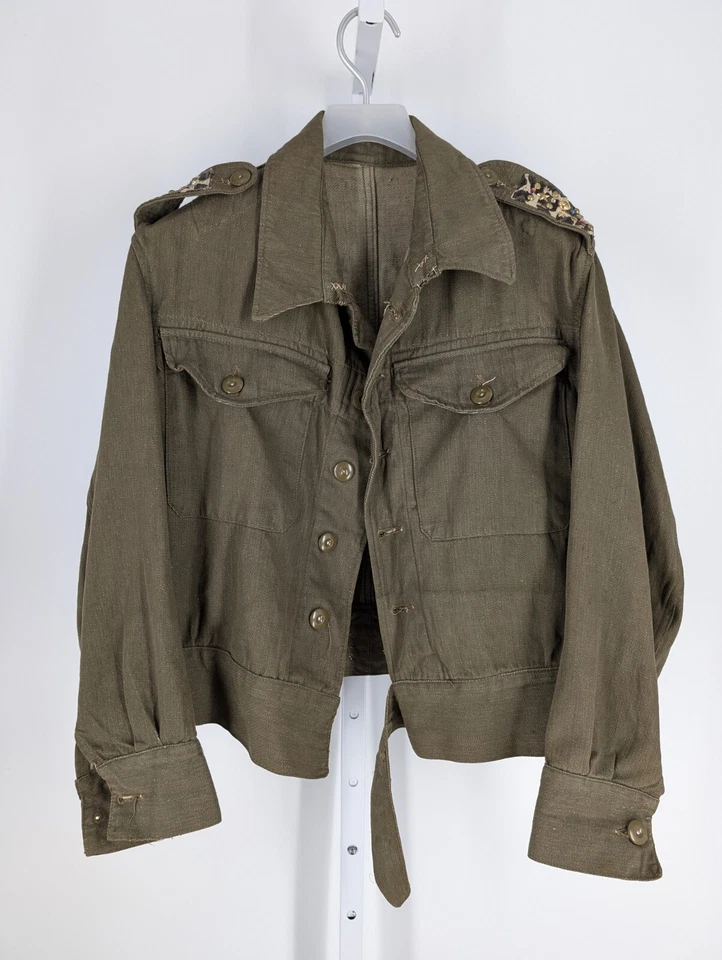 De Colección Segunda Guerra Mundial 1951 Denham Reino Unido Oliva Denim Sarga Blusa Mono Chaqueta Punk Foto 2 de 4