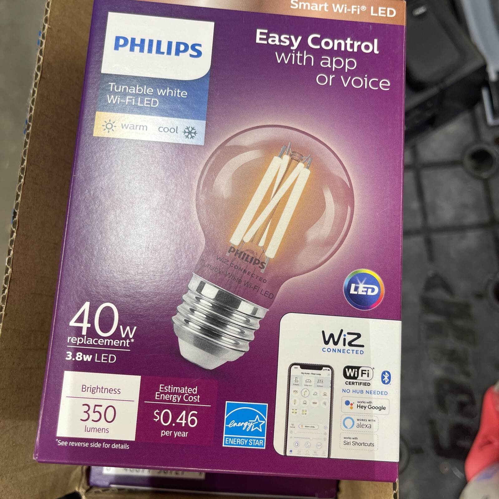 4-Pack Philips Smart LED Bulb 40W Dimmable Wi-Fi Wiz Connected Light-image