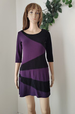 ❤️ Size 12 M&Co purple black stretchy smart work pencil bodycon dress 402