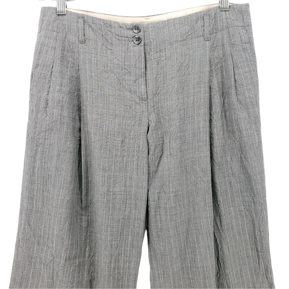 Pantalones Michael Kors 100% Lana Gris Rayas Arrugados Pierna Ancha HECHOS EN ITALIA Talla 6 Foto 2 de 4