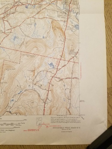 ARMY USDOI 1947 USGS Pittsfield West Quadrangle Massachusetts NY Topographic Map - Picture 5 of 8