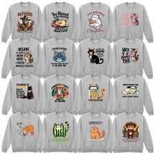 Funny Cat Lover Animal Graphic Sweatshirt Sport Grey Gift Puns Cats Pun Lovers