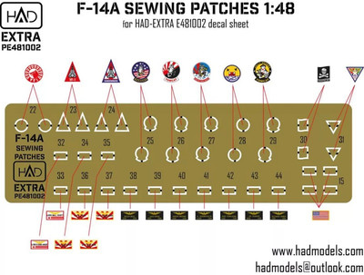 HAD Models HADPE481002 - 1/48 F-14A Sewing patches and Helmet Markings - Neu