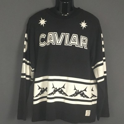 Caviar Cartel Shirt Mens XL Black Long Sleeve Crewneck Graphic Streetwear Sharks
