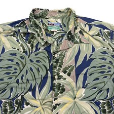 Reyn Spooner Shirt Mens 2XL Green Short Sleeve Button Up Floral Hawaiian Cotton