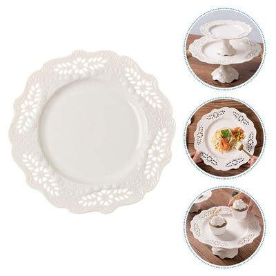 1pc Creative Ceramic Household Plate Dessert Platte Lebensmittelbehälter (weiß)