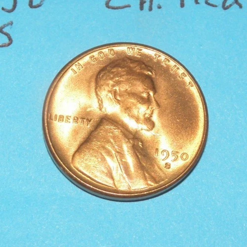 1950 S      LINCOLN WHEAT CENT   CHOICE RED UNCIRCULATED  #2