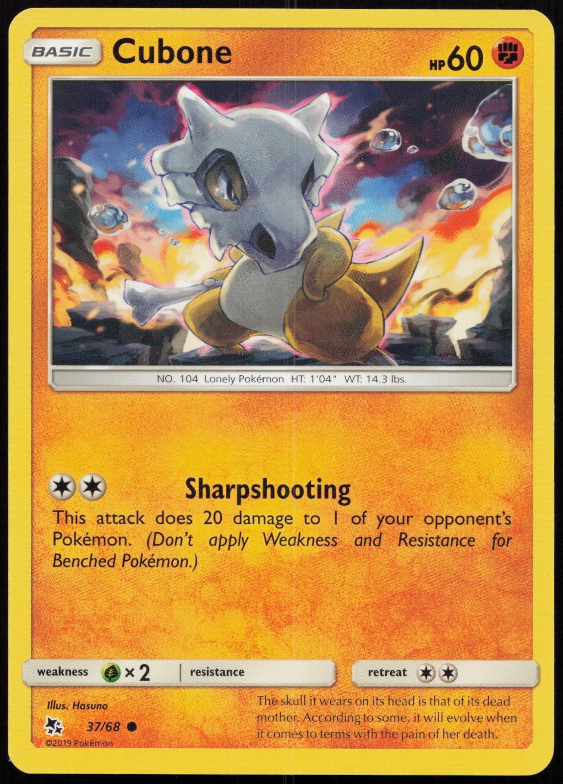 Cubone 37/68 Common Hidden Fates Pokemon Lightly Played