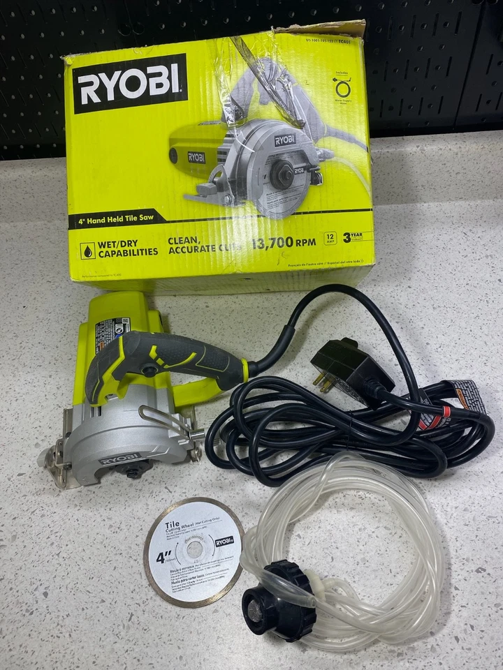 ((SOLO PIEZAS)) RYOBI Sierra para azulejos húmeda con cable hoja de 12 amp Sierra para azulejos de 4 pulgadas TC401 Foto 2 de 4