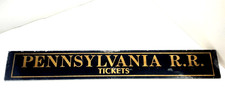 Vintage PENNSYLVANIS Railway Station Glass Ticket Booth SIGN railroad