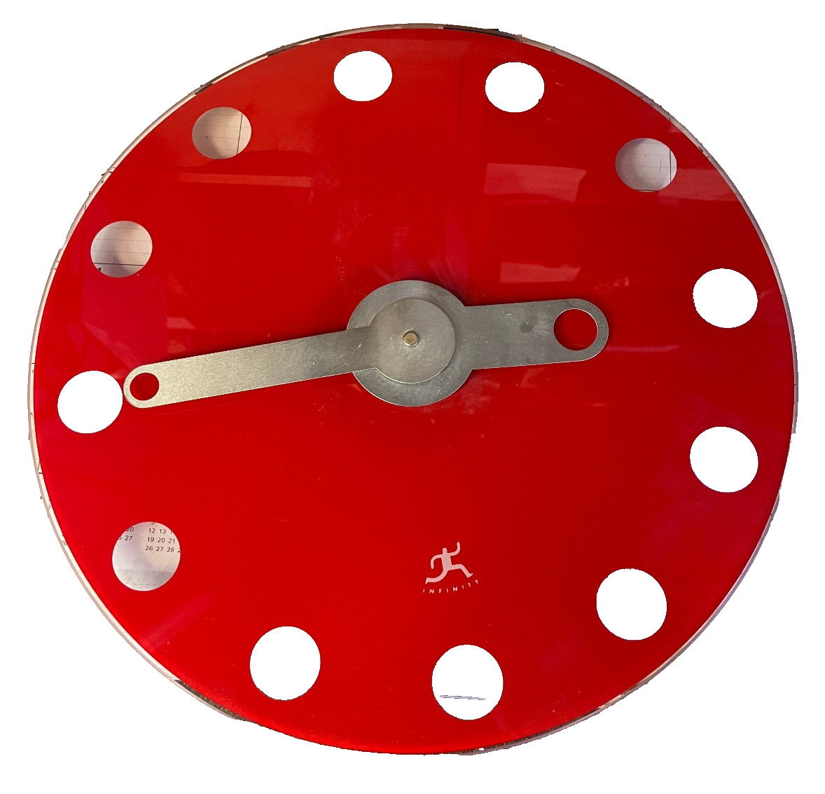 Infinity Instruments Minimalist Modern Wall clock with Glass Cover & Silent RED