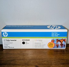 Genuine Dual Pack HP CC530AD 304A Black Toner Ink Cartridge - OEM Sealed Product