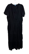 Draper James Womens Hollie Midi Dress 2XL Belle Meade Black Pullover Pockets