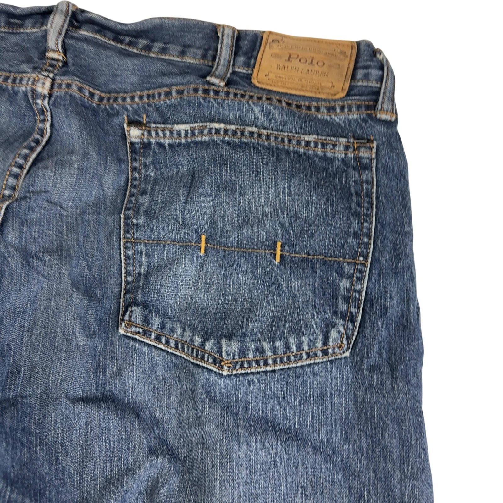 Polo Ralph Lauren Jeans Mens W40 L32 Y2K Relaxed Fit Denim Trousers Washed Blue image 3