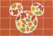 Textured Bath Rug 20"x30" DISNEY MICKEY MOUSE HEAD FALL LEAVES ON PLAID, KO