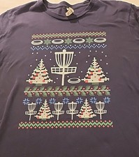 Disc Golf Ugly Sweater Themed T-Shirt Size XL