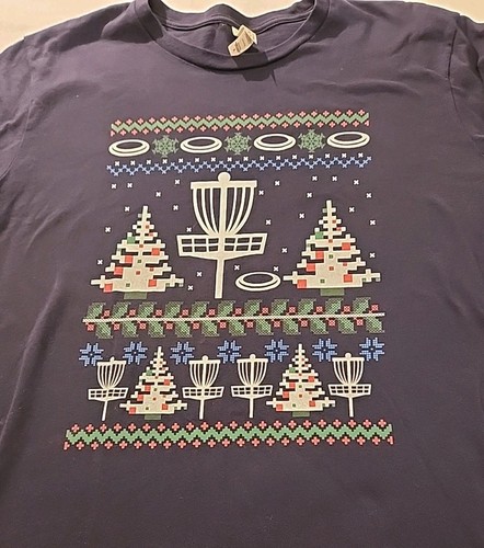 Disc Golf Ugly Sweater Themed T-Shirt Size XL