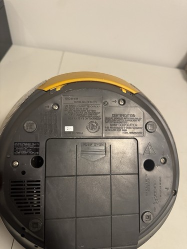 Reproductor de casete radio CD AM FM dorado/amarillo Sony CFD-E75 sin control remoto probado funcionando - Imagen 8 de 10
