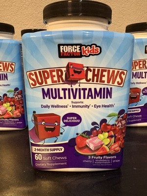 Force Factor Kids Multivitamin Super Chews, 60 Soft Chews [Exp 06/26] New Sealed