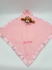 Snuggie Toy Pink Bear Lovey Security Blanket Satin Trim Plush Toy Nursery READ