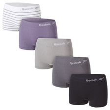 Reebok Womens Seamless Boyshort 5 Pack Stretch Comfort Underwear Soft Fit