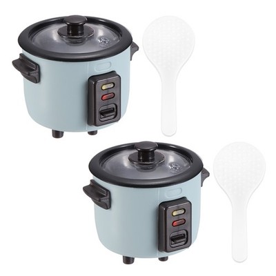 2Pcs Miniature Play Kitchen Accessory, Plastic Rice Cooker Cookware, Blue