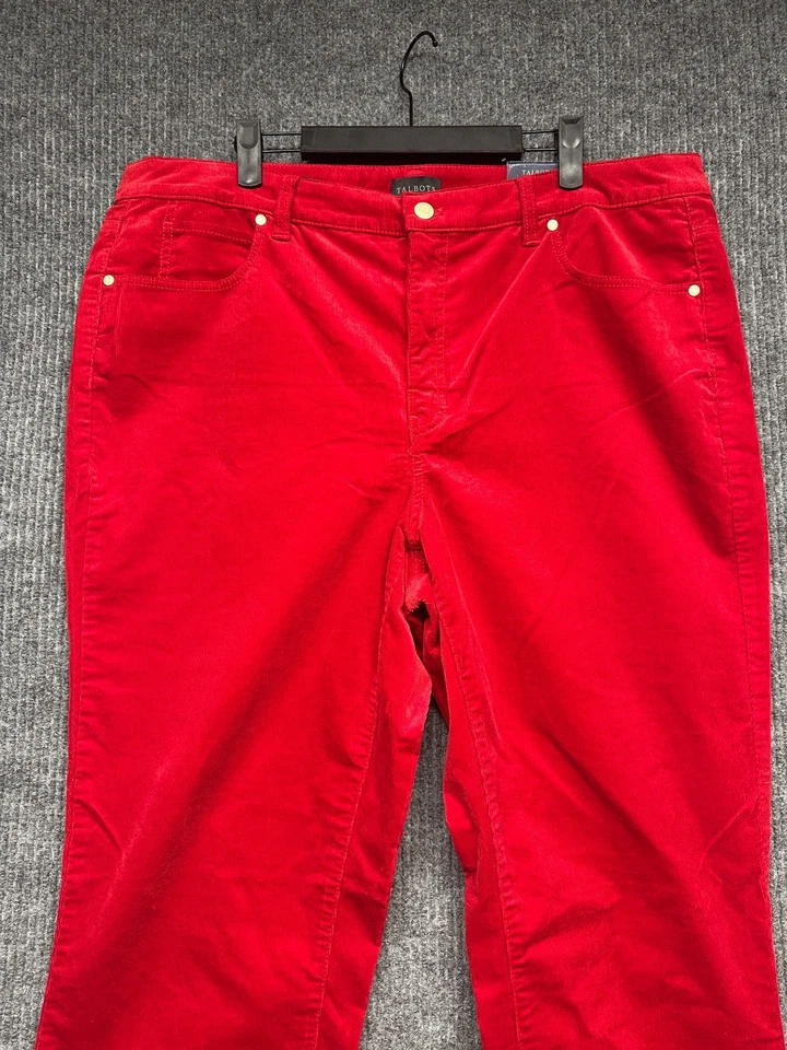Pantalones de pana para mujer Talbot pierna recta 16W rojo elástico 5 bolsillos nuevos con etiquetas Foto 2 de 4