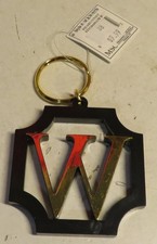 Mainstreet Collection Keychain Key Ring Black Gold Tone Framed Letter Monogram W