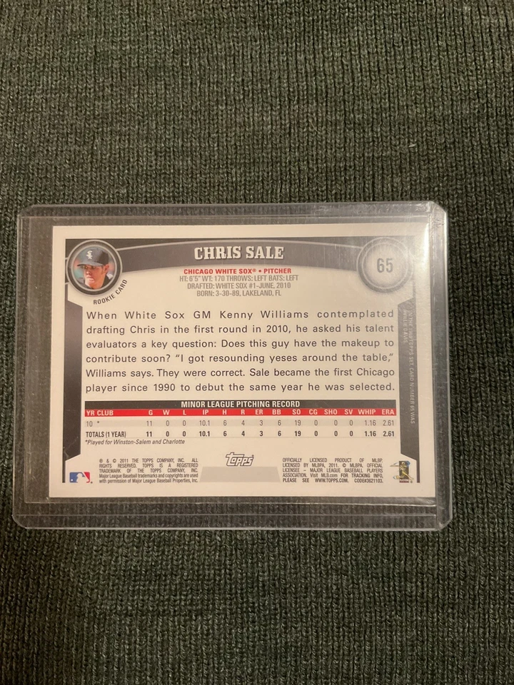 2011 TOPPS COGNAC 钻石周年纪念 #65 - 克里斯出售 - RC - 白袜队  — 第 2/2 张图片