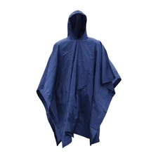Mil-Tec Navy Blue Waterproof Vinyl Poncho 78x50 Hood W Cord Adjuster 10633003