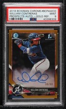 2018 Bowman Chrome Gold Refractor 39/50 William Contreras PSA 9 MINT Auto l5r