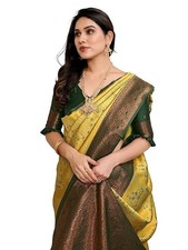 Women's Kanjivaram Style Soft Silk Banarasi Sarees With Blouse Piece