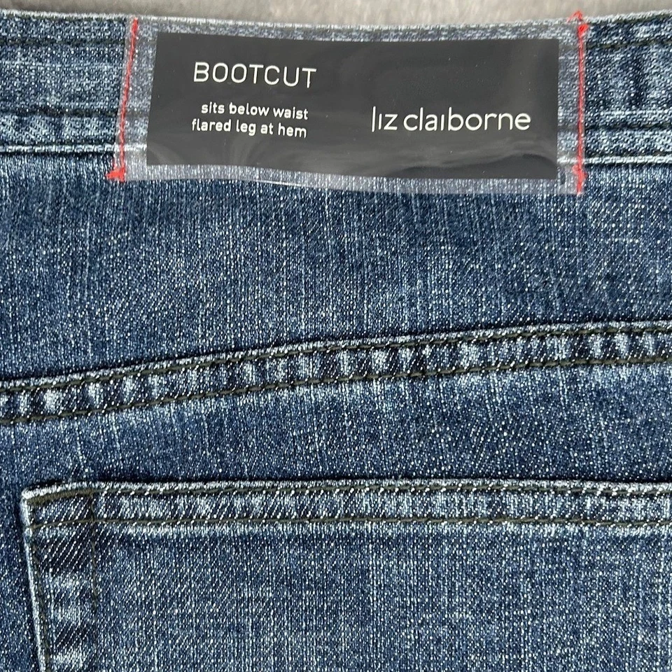 Liz Claiborne Women's Bootcut Jeans Blue Denim Leather Trim Size 16 - Image 2 of 4
