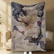 Black Dragon Fantasy Sketch Flannel Throw Blanket Soft Warm Cozy