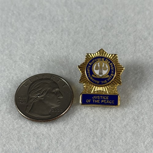 Massachusetts Justice Of The Peace Seal Emblem Gold Tone Pin Pinback #58519
