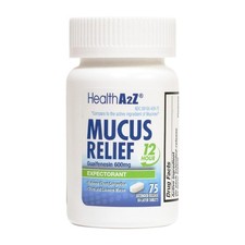 HealthA2Z Mucus Relief Guaifenesin 600 mg 12 Hour No 75 Count, White