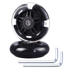 2-Pack 80mm 3-Wheeled Scooter Rear Wheels Light Up Inline Skate Replacement W...